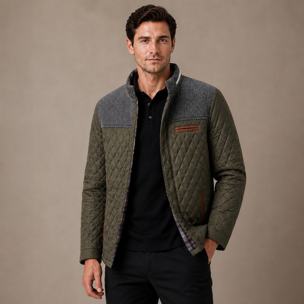 Puffer Jacket Lightweight Quilted Button-Down in Green – Tomosino Premium Menswear