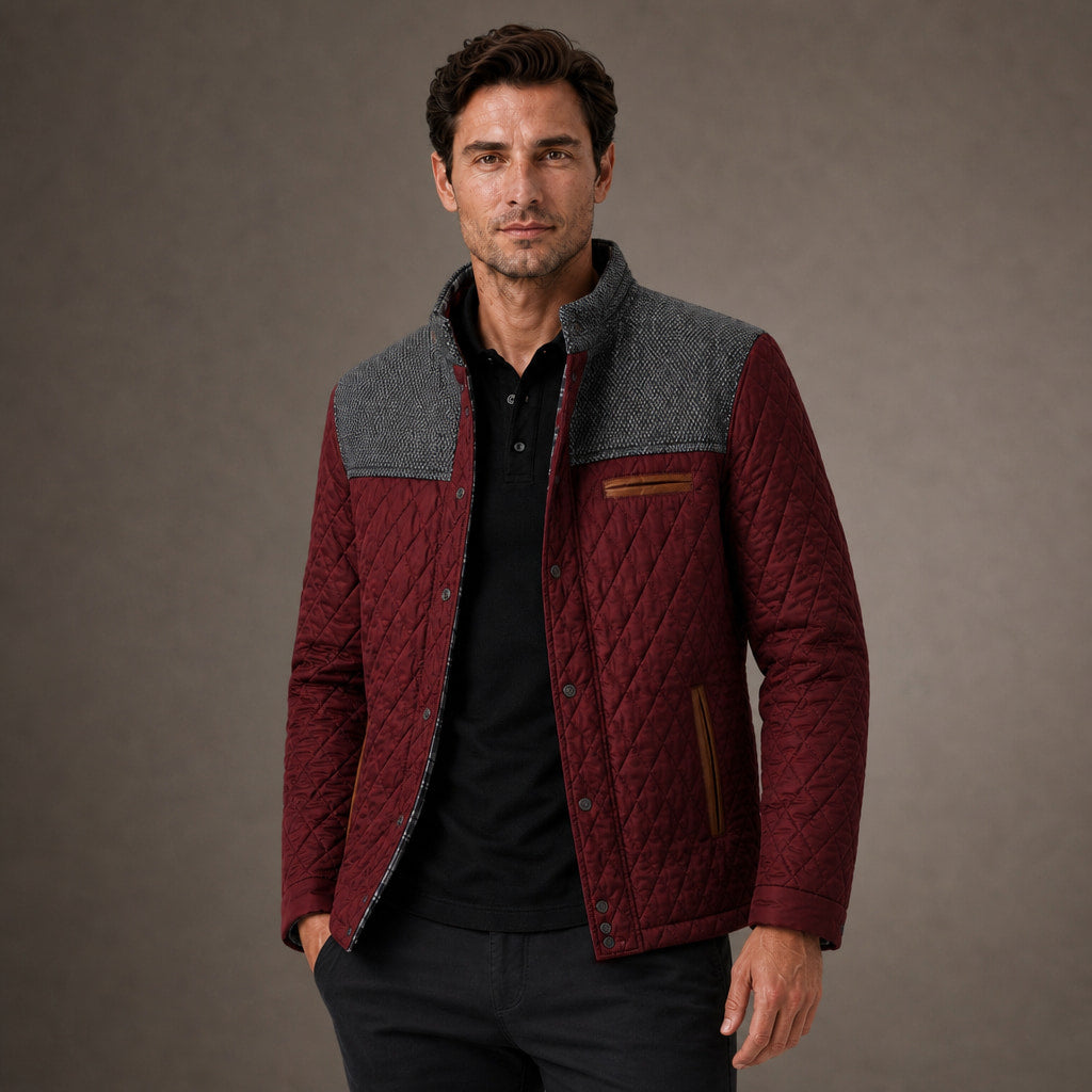 Puffer Jacket Lightweight Quilted Button-Down in Wine – Tomosino Premium Menswear