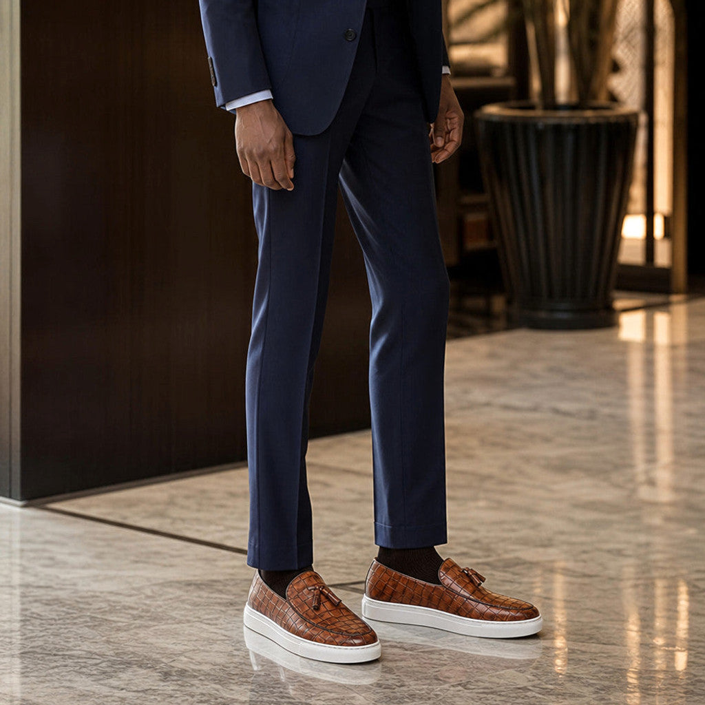 Cendex | Tassel Loafer Slip On Cognac Brown – Full Look