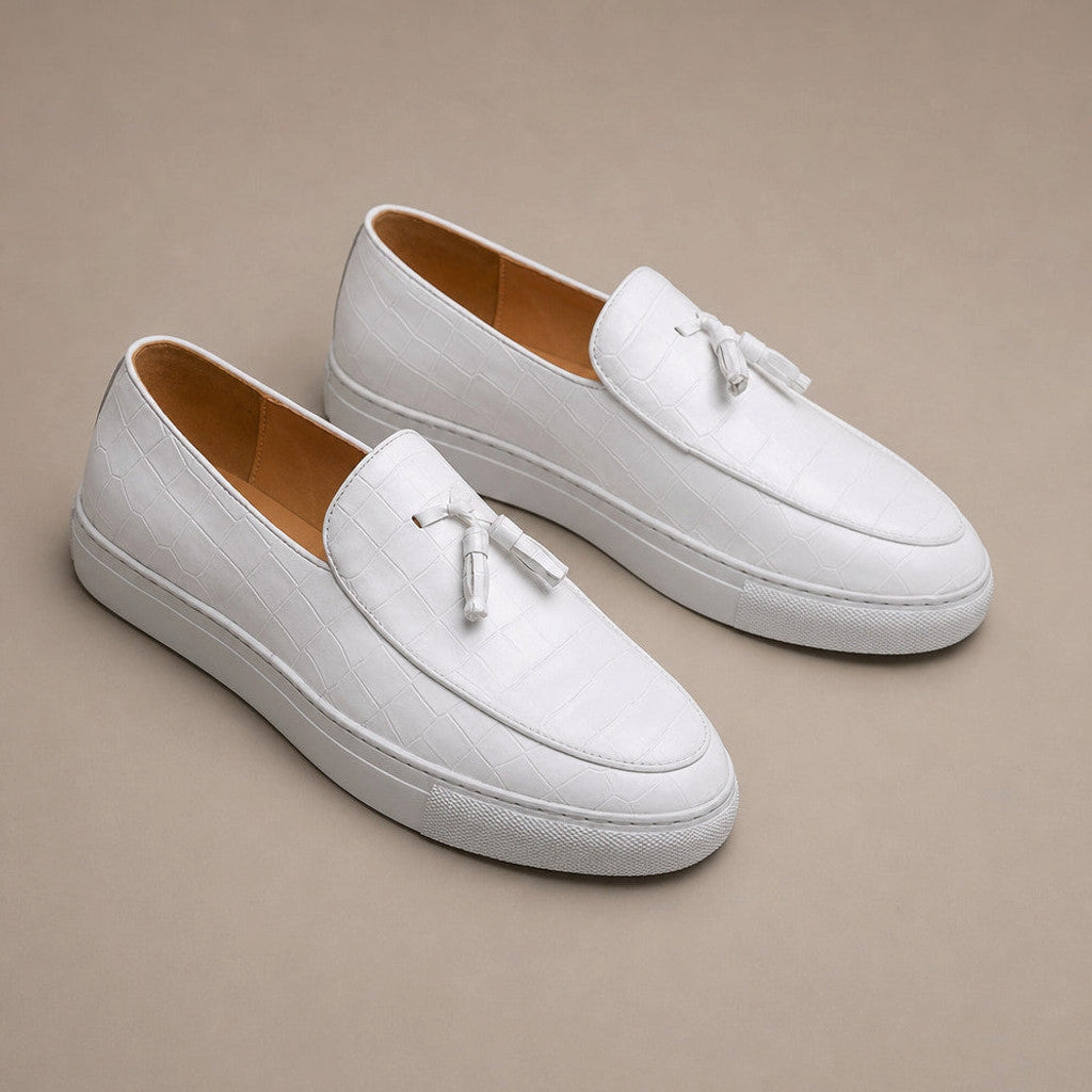 Cendex | Tassel Loafer Slip On Pearl White – Product Photo