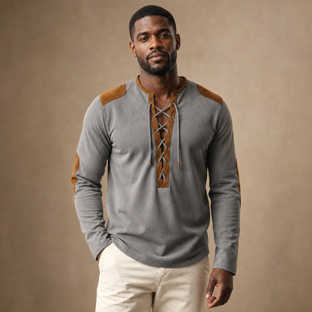 Centon | Long Sleeve Henley Lace-Up Placket – Premium Editorial