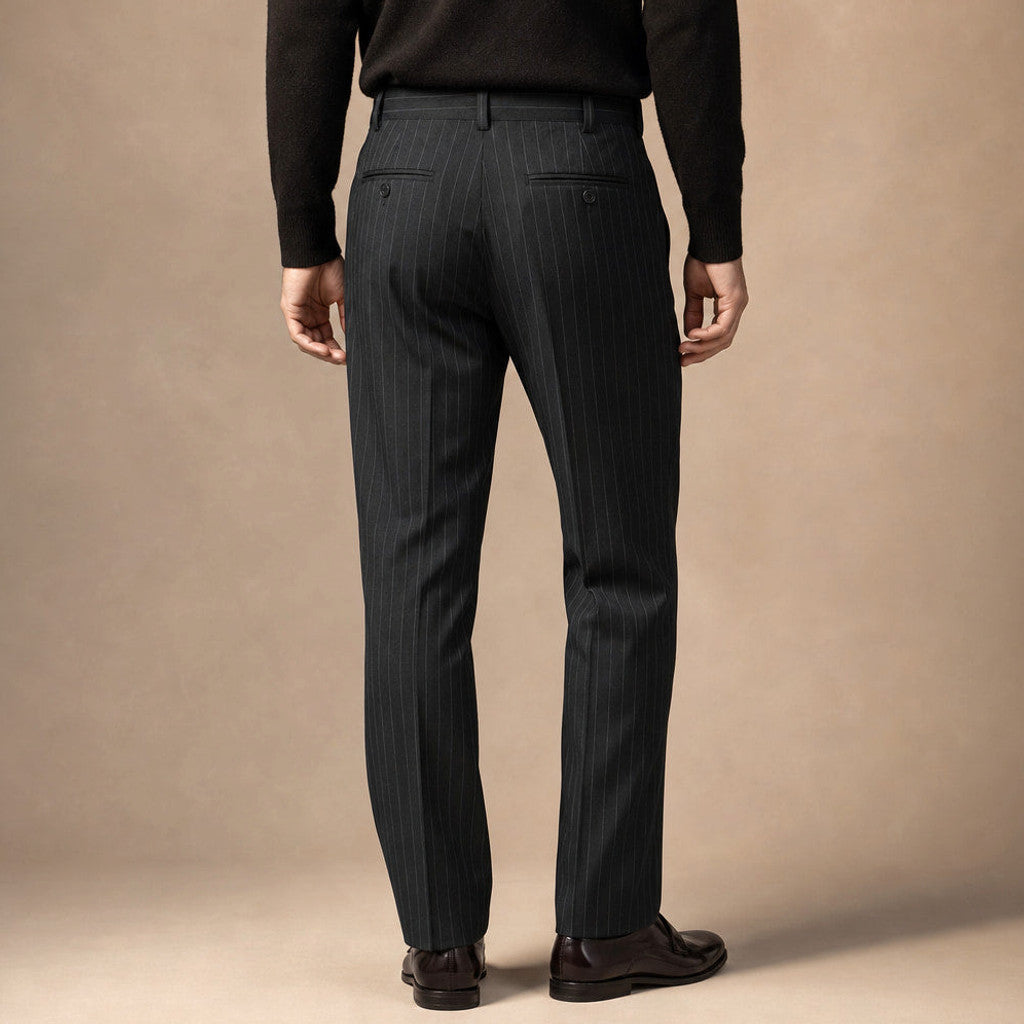 Certon | Striped Trousers Straight Leg Black – Full Look
