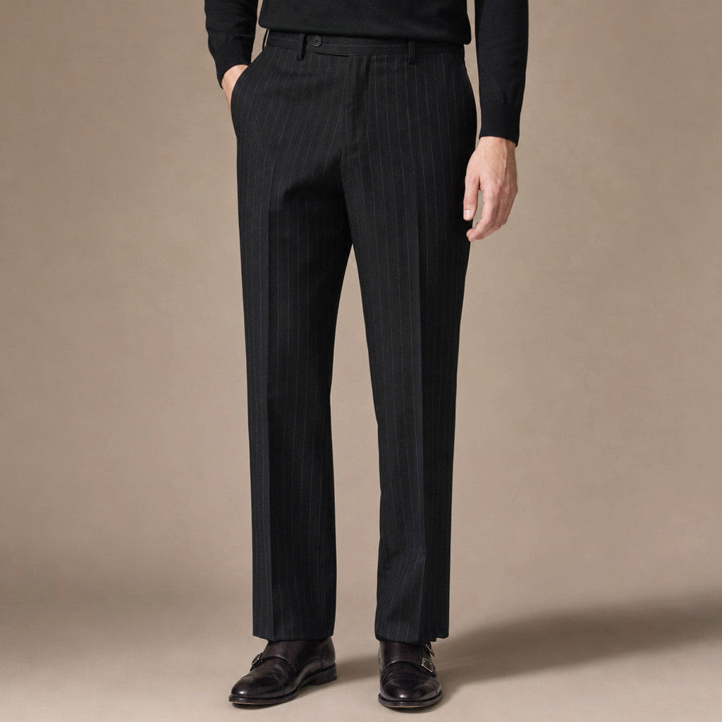 Certon | Striped Trousers Straight Leg in Black – Premium Editorial