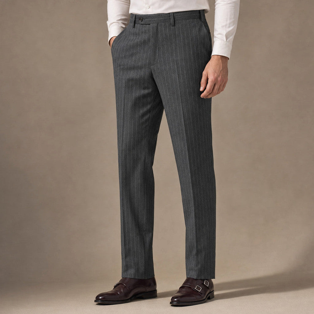 Certon | Striped Trousers Straight Leg Dark Grey – Product Photo