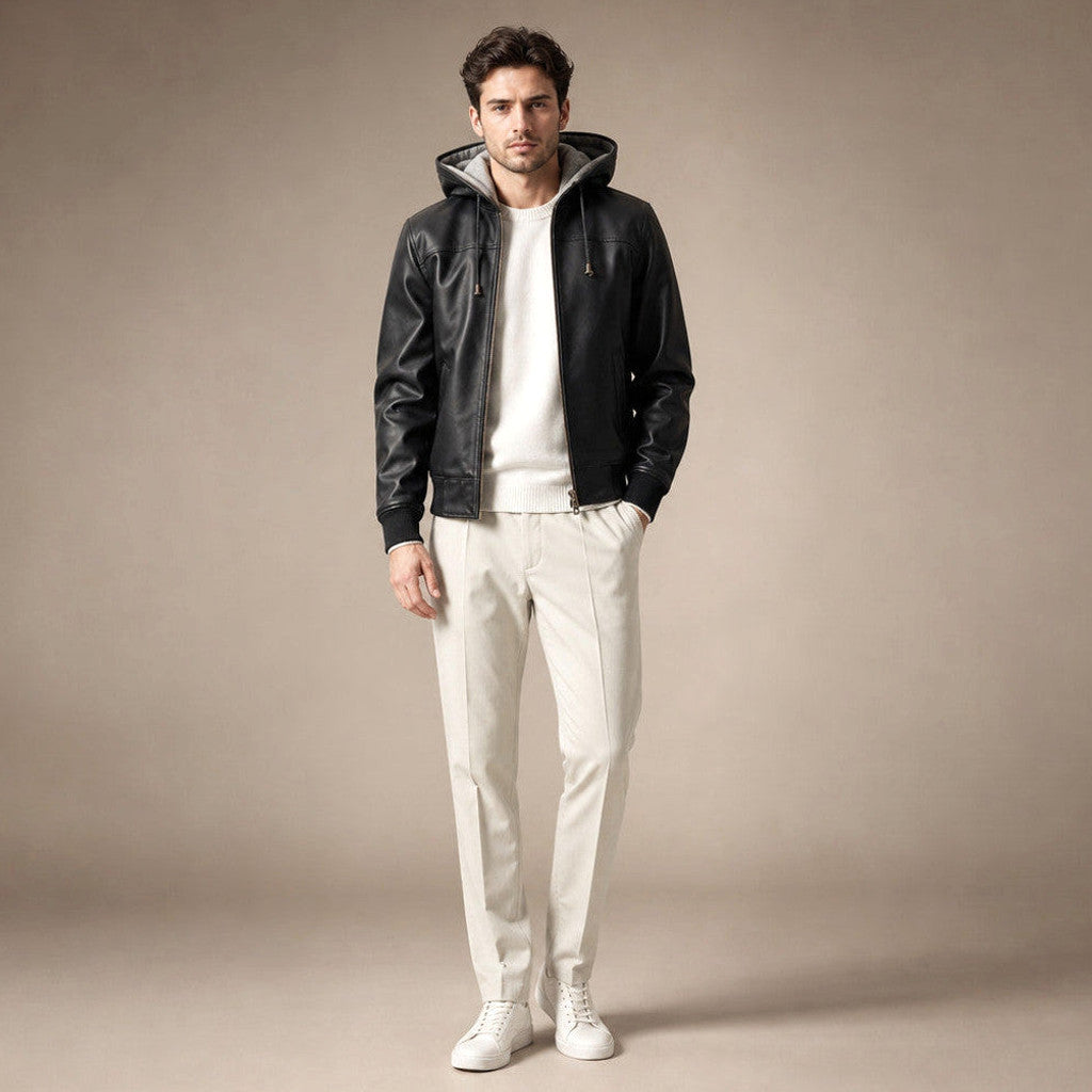 Chadwick | Bomber Jacket Hooded Leather – Product Photo