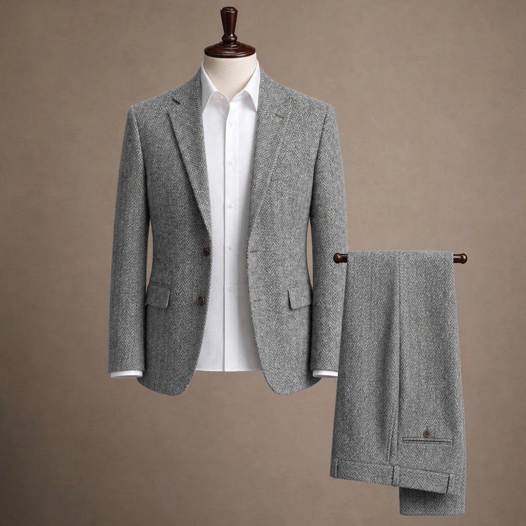Chardon | Three Piece Suit Herringbone Slim Fit Grey – Product Photo