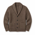 Cardigan Slim Fit Lapel Button-Up Knit Brown – Product Photo