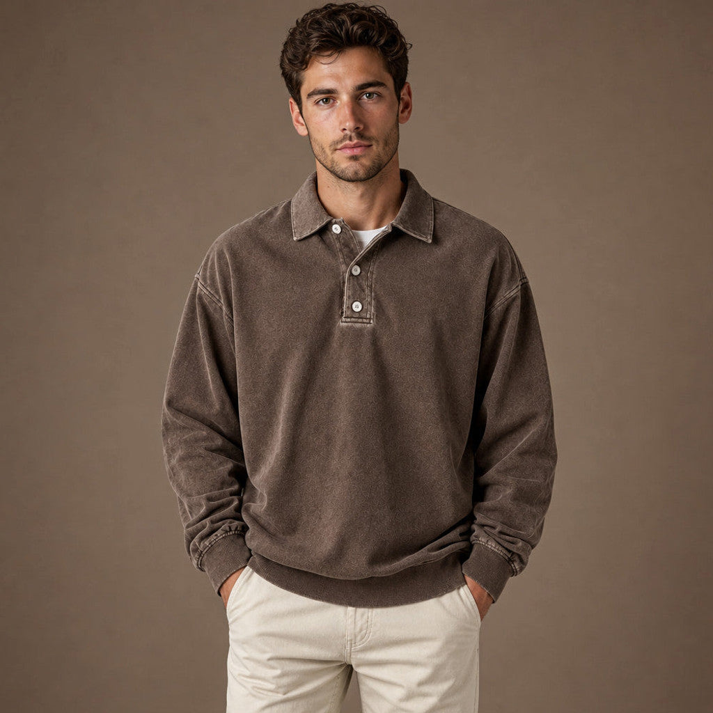 Charner | Polo Shirt Drop Shoulder Relaxed Fit Brown – Product Photo