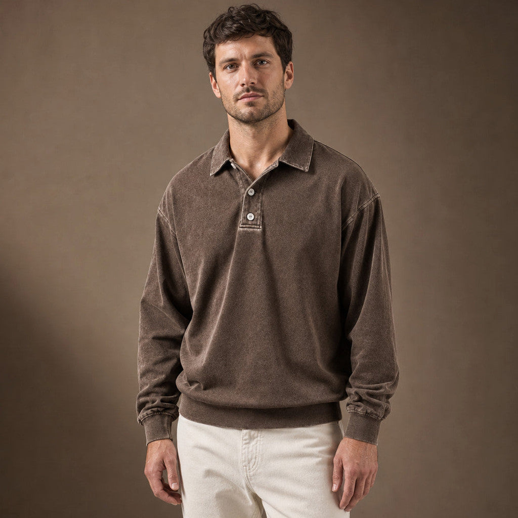 Charner | Polo Shirt Drop Shoulder Relaxed Fit in Brown – Premium Editorial