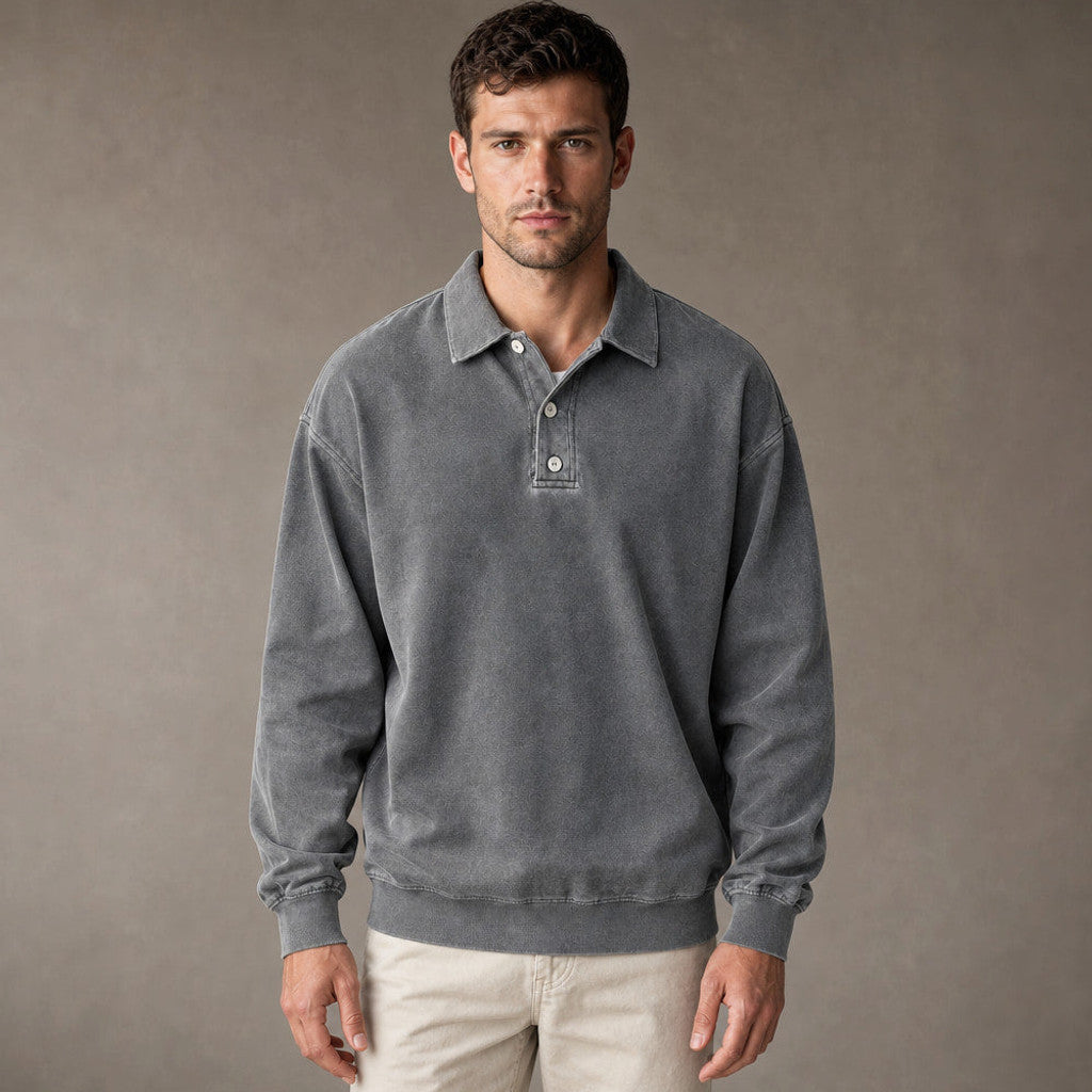 Charner | Polo Shirt Drop Shoulder Relaxed Fit in Grey – Premium Editorial