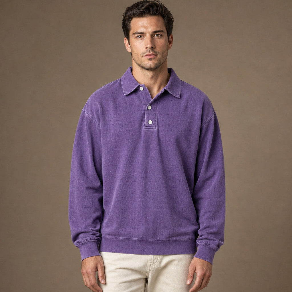 Charner | Polo Shirt Drop Shoulder Relaxed Fit in Purple – Premium Editorial