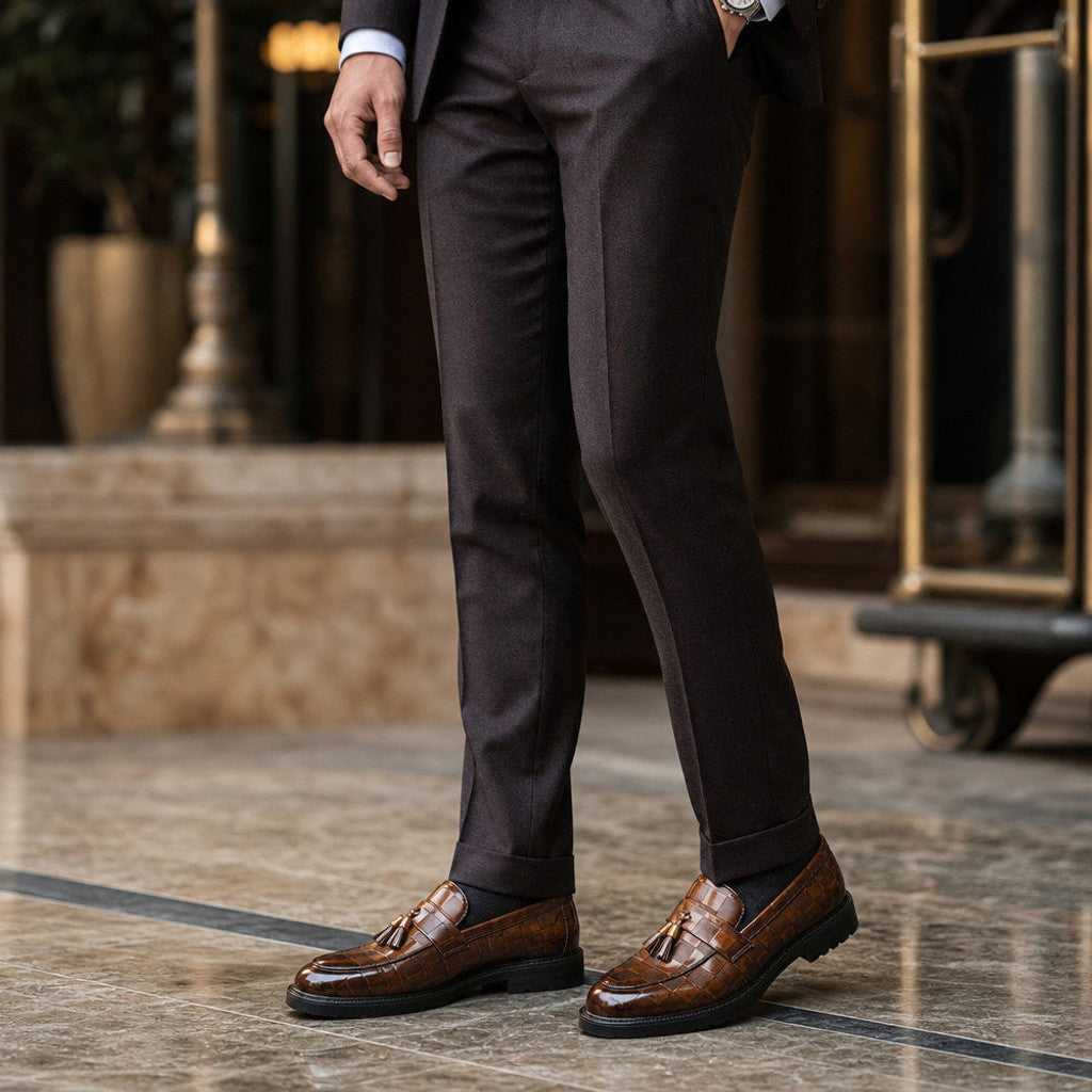 Charron | Tassel Loafer Shoes Cushioned Insole Brown – Full Look