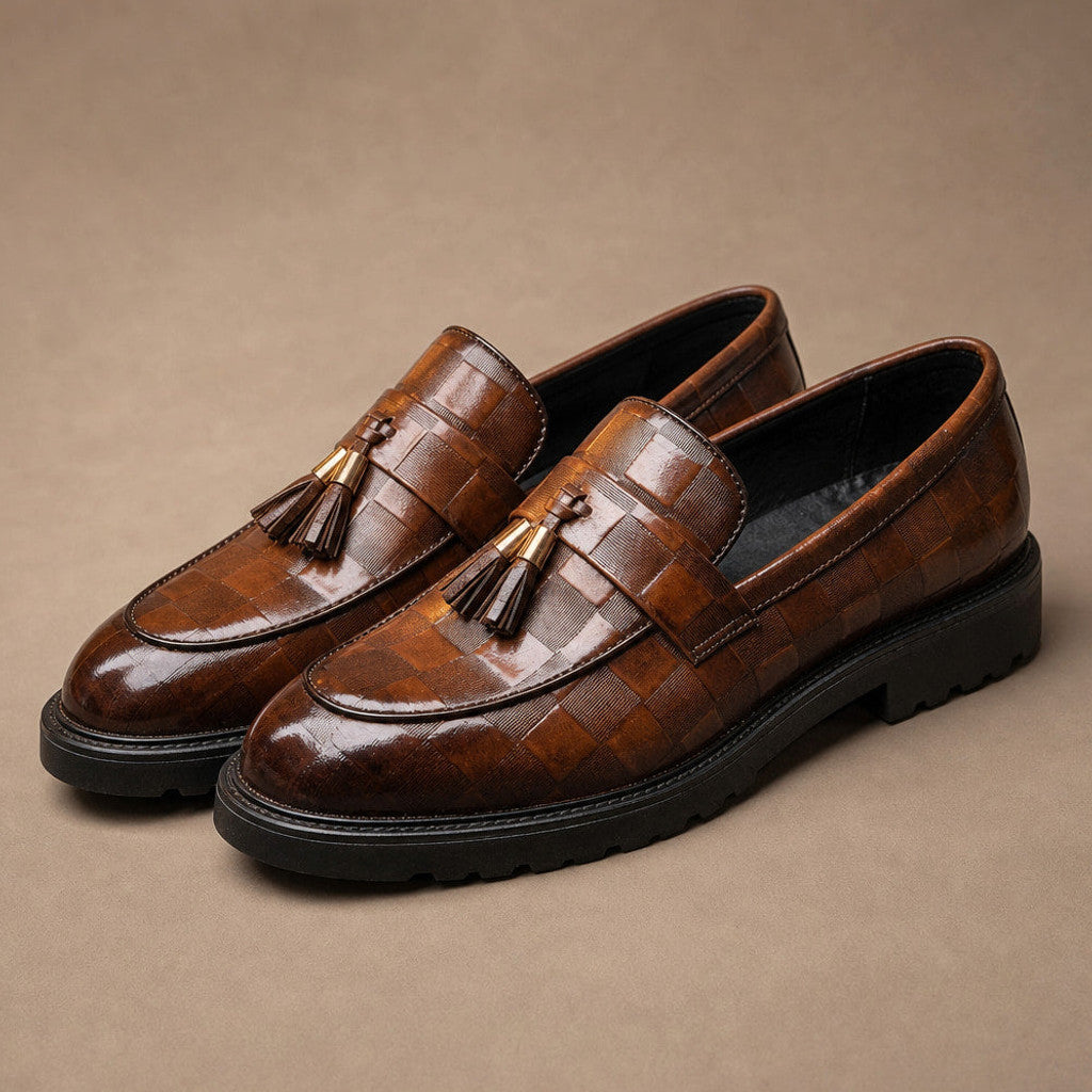 Charron | Tassel Loafer Shoes Cushioned Insole Brown – Product Photo