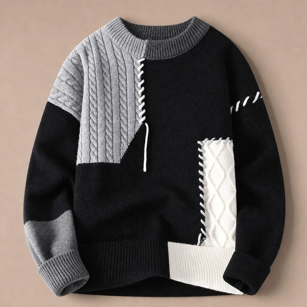 Chartox | Colour Block Jumper Crew Neck Black – Product Photo