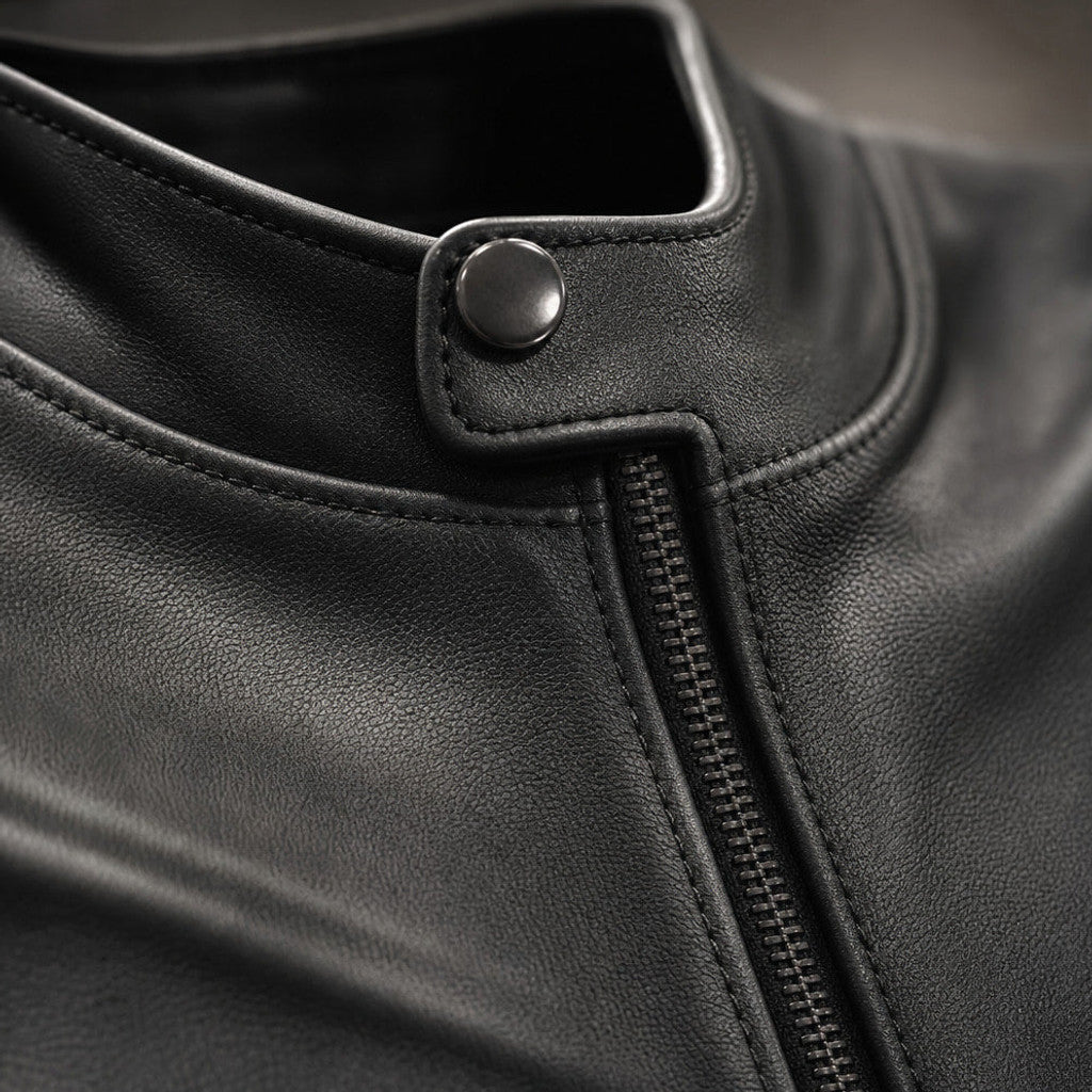 Cheldon | Cafe Racer Jacket Sheepskin Leather Black – Product Photo
