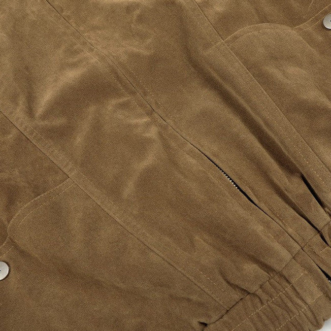Chelron | Suede Aviator Jacket Full Zip Brown – Product Photo