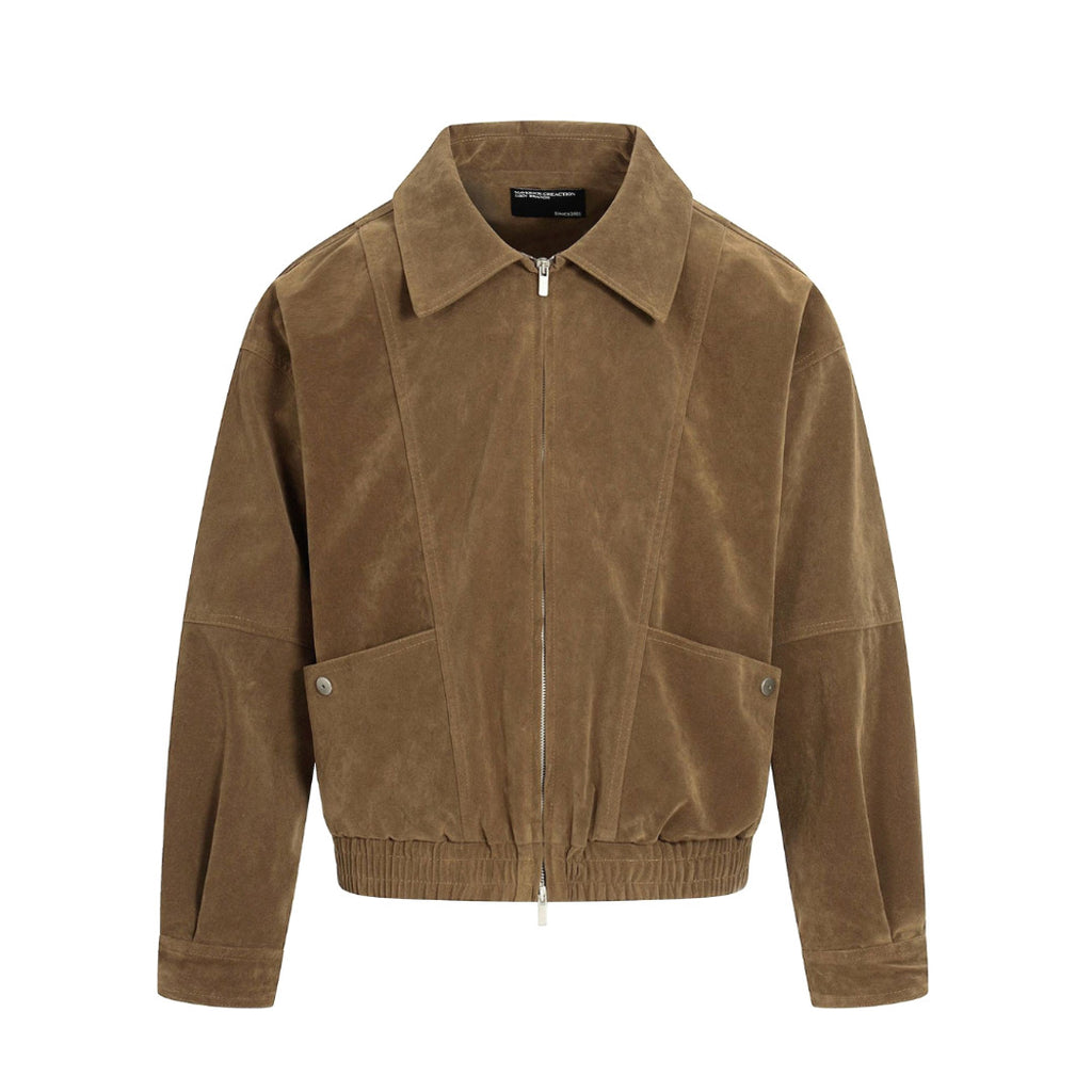 Chelron | Suede Aviator Jacket Full Zip Brown – Product Photo