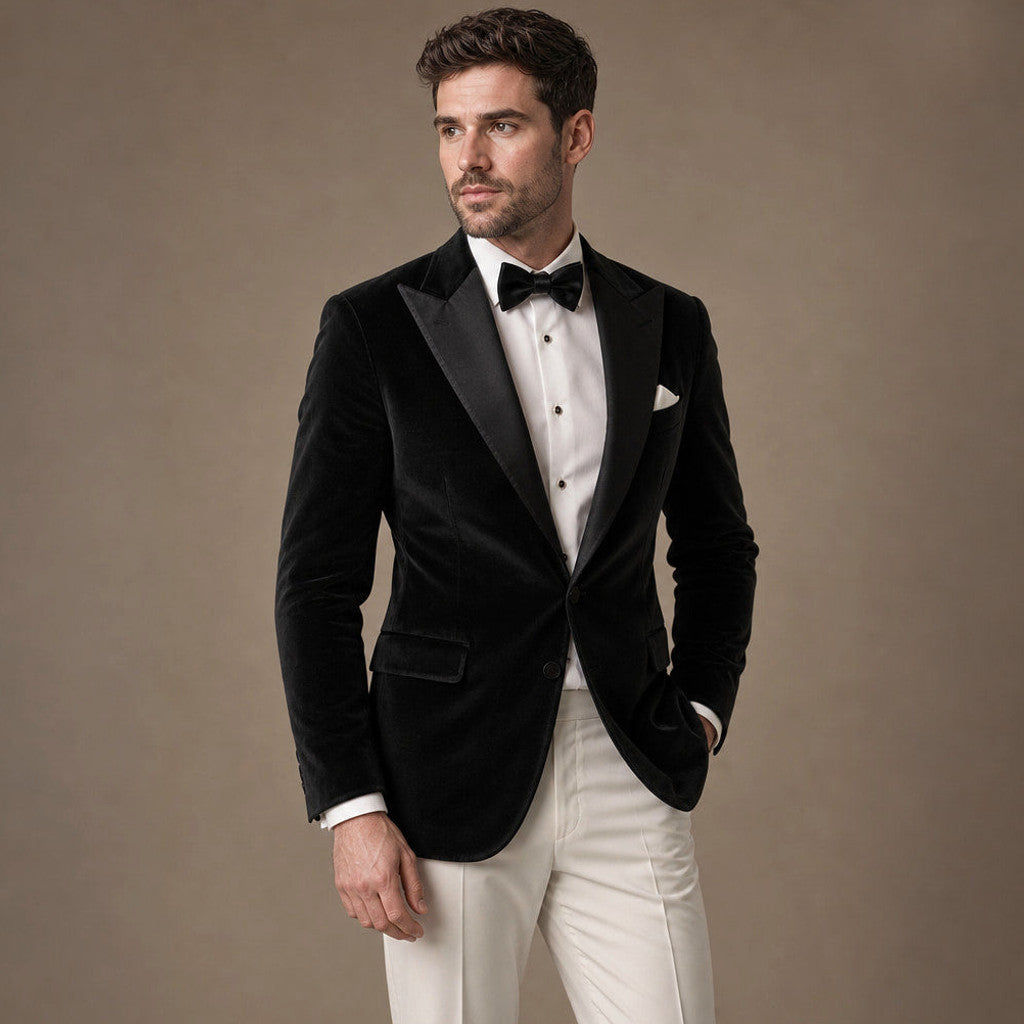 Chelsworth | Velvet Blazer Single Breasted Black – Side Angle View