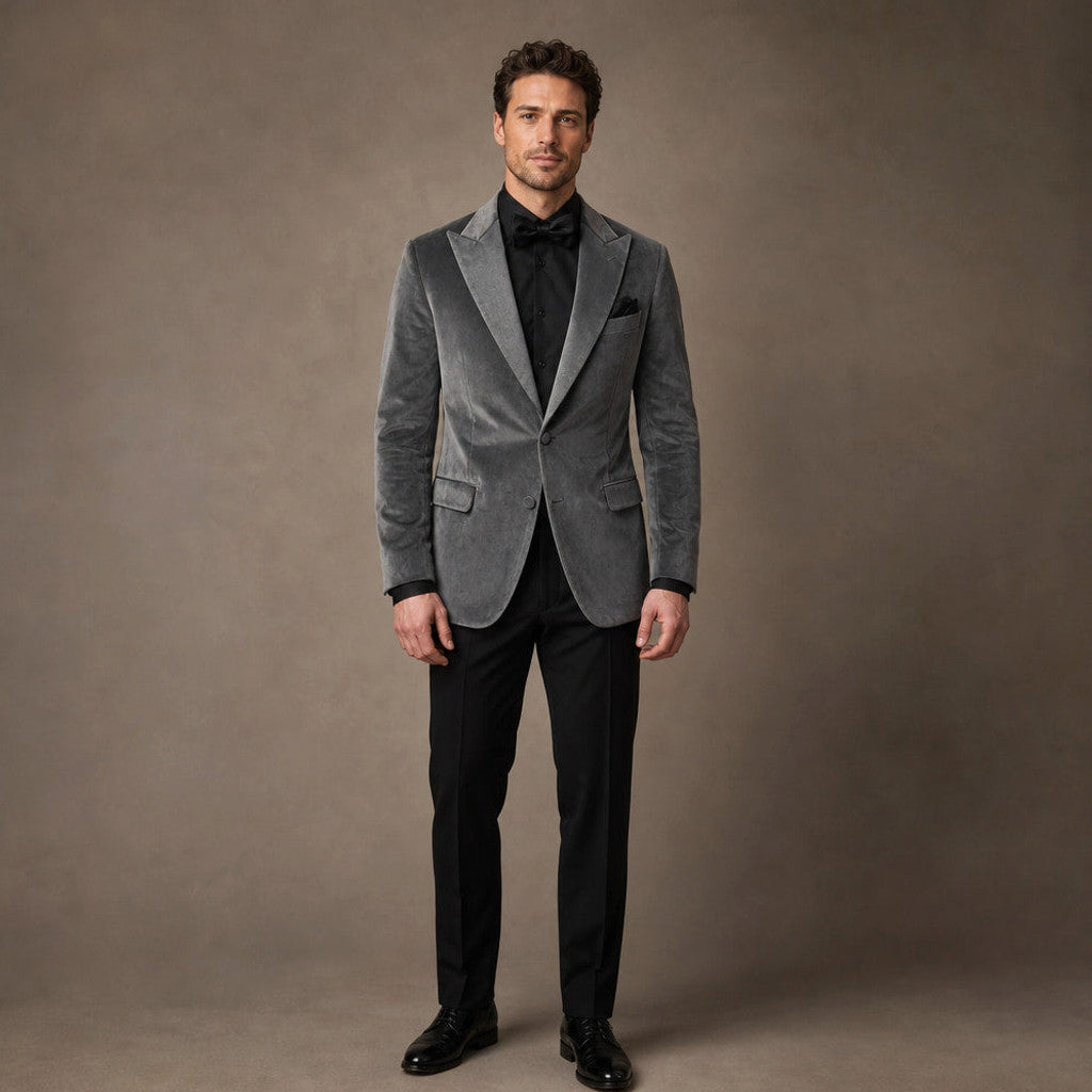 Chelsworth | Velvet Blazer Single Breasted Grey – Product Photo