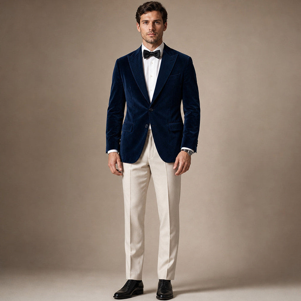 Chelsworth | Velvet Blazer Single Breasted in Navy – Premium Editorial