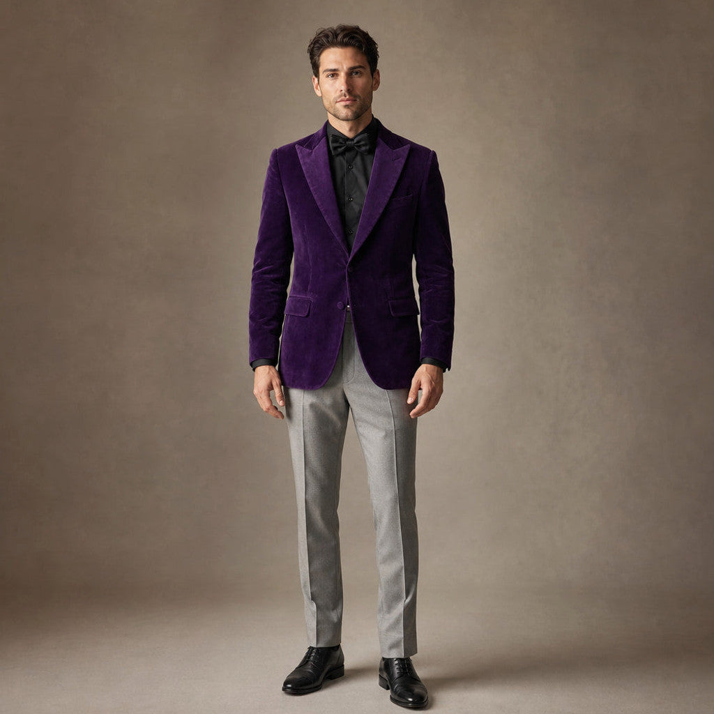 Chelsworth | Velvet Blazer Single Breasted Purple – Product Photo