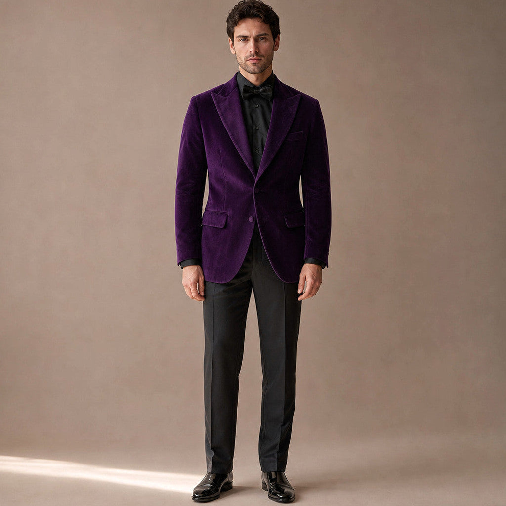 Chelsworth | Velvet Blazer Single Breasted in Purple – Premium Editorial
