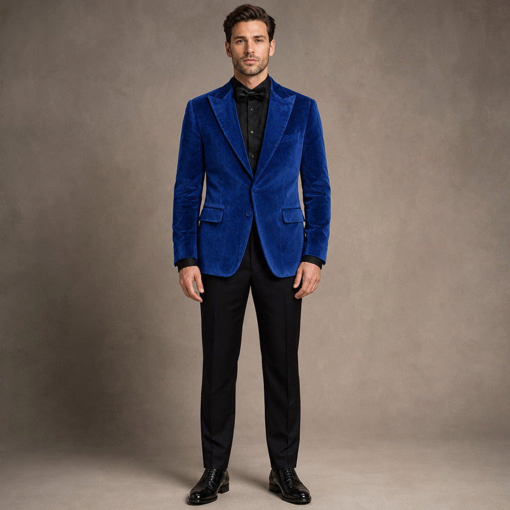 Chelsworth | Velvet Blazer Single Breasted Royal Blue – Product Photo