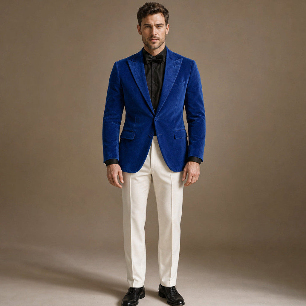Chelsworth | Velvet Blazer Single Breasted in Royal Blue – Premium Editorial