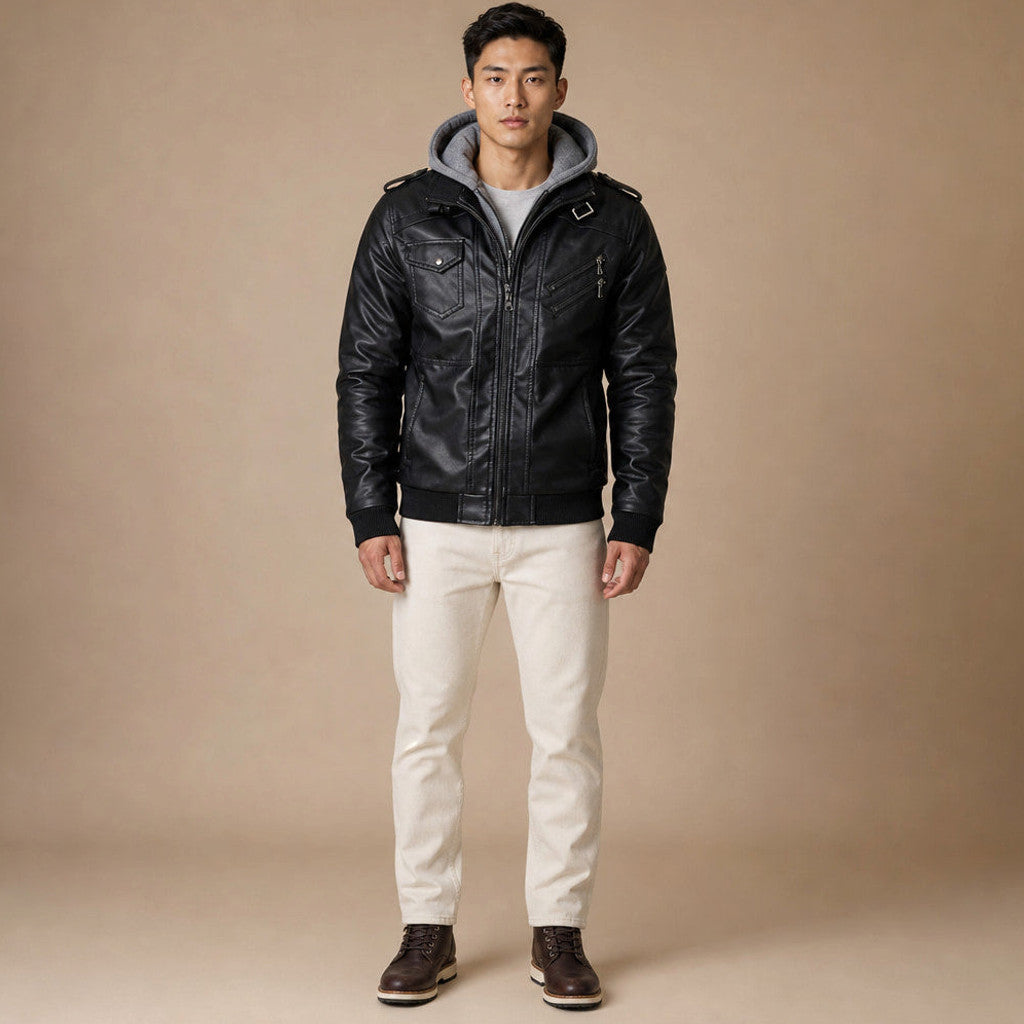 Chelven | Wax Jacket Hooded Zip Front in Black – Premium Editorial