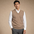 Chenton | Knitted Waistcoat V-Neck Camel – Product Photo
