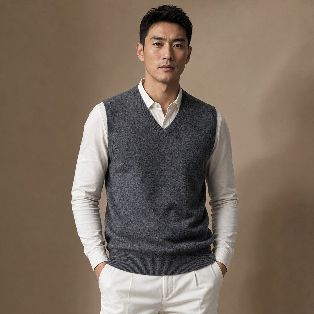 Chenton | Knitted Waistcoat V-Neck in Dark Grey – Premium Editorial