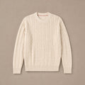 Chester | Cable Knit Jumper 450gsm Wool Blend Champagne – Product Photo