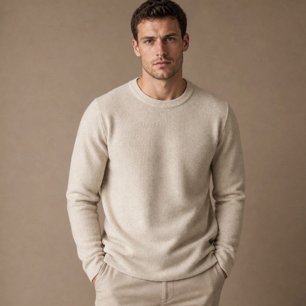 Cheswick | Wool Jumper Birdseye Knit Champagne – Product Photo
