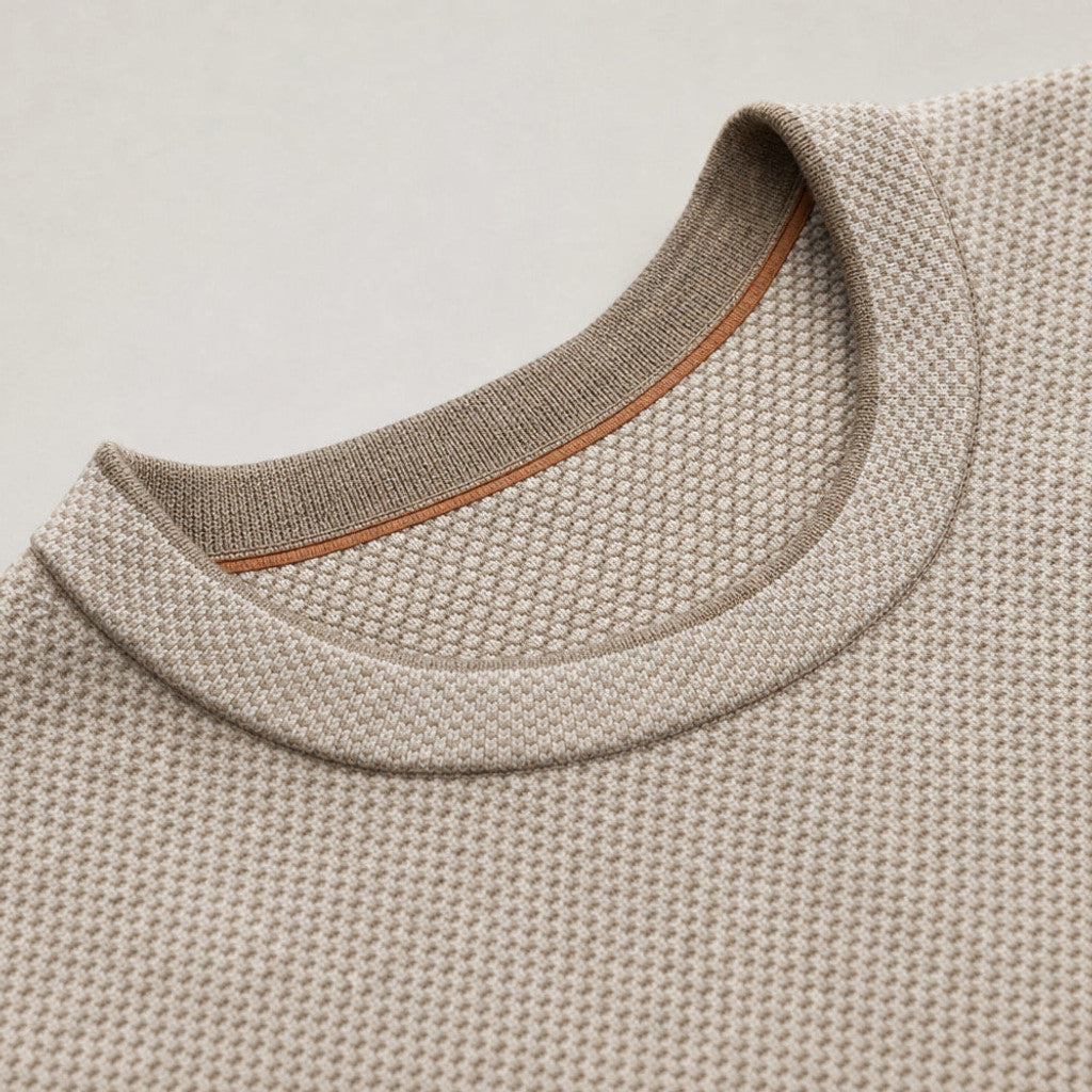 Cheswick | Wool Jumper Birdseye Knit Oat – Fabric and Detail Close-Up