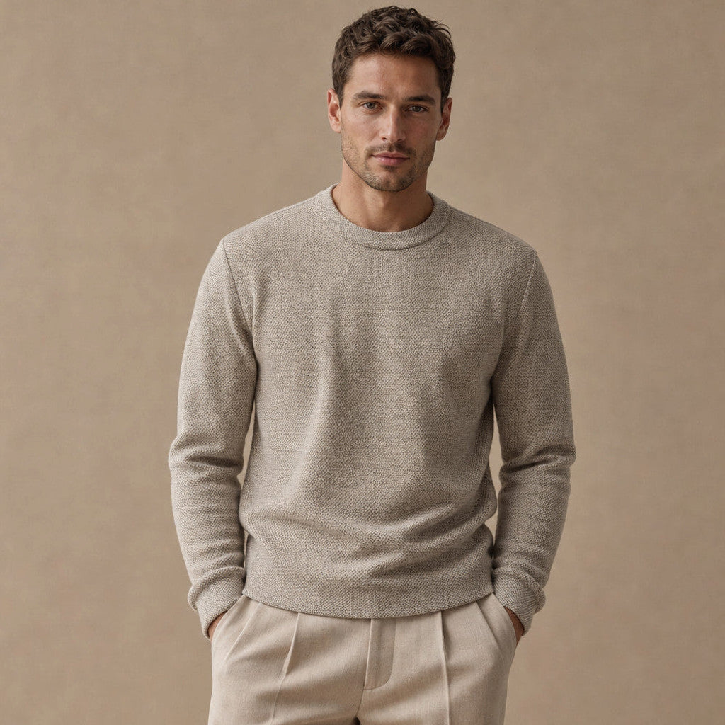 Cheswick | Wool Jumper Birdseye Knit Oat – Product Photo