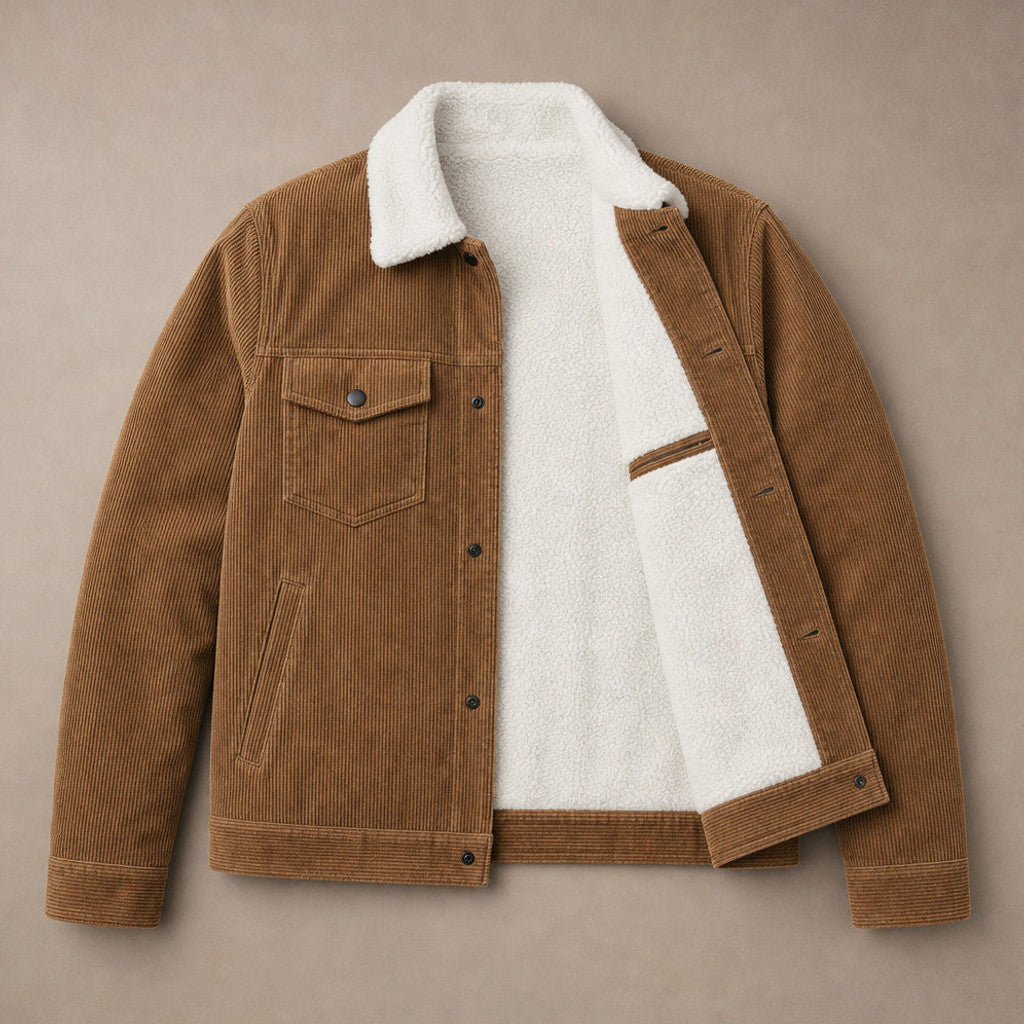 Chordex | Corduroy Jacket Regular Fit Brown – Flat Lay Product Photo