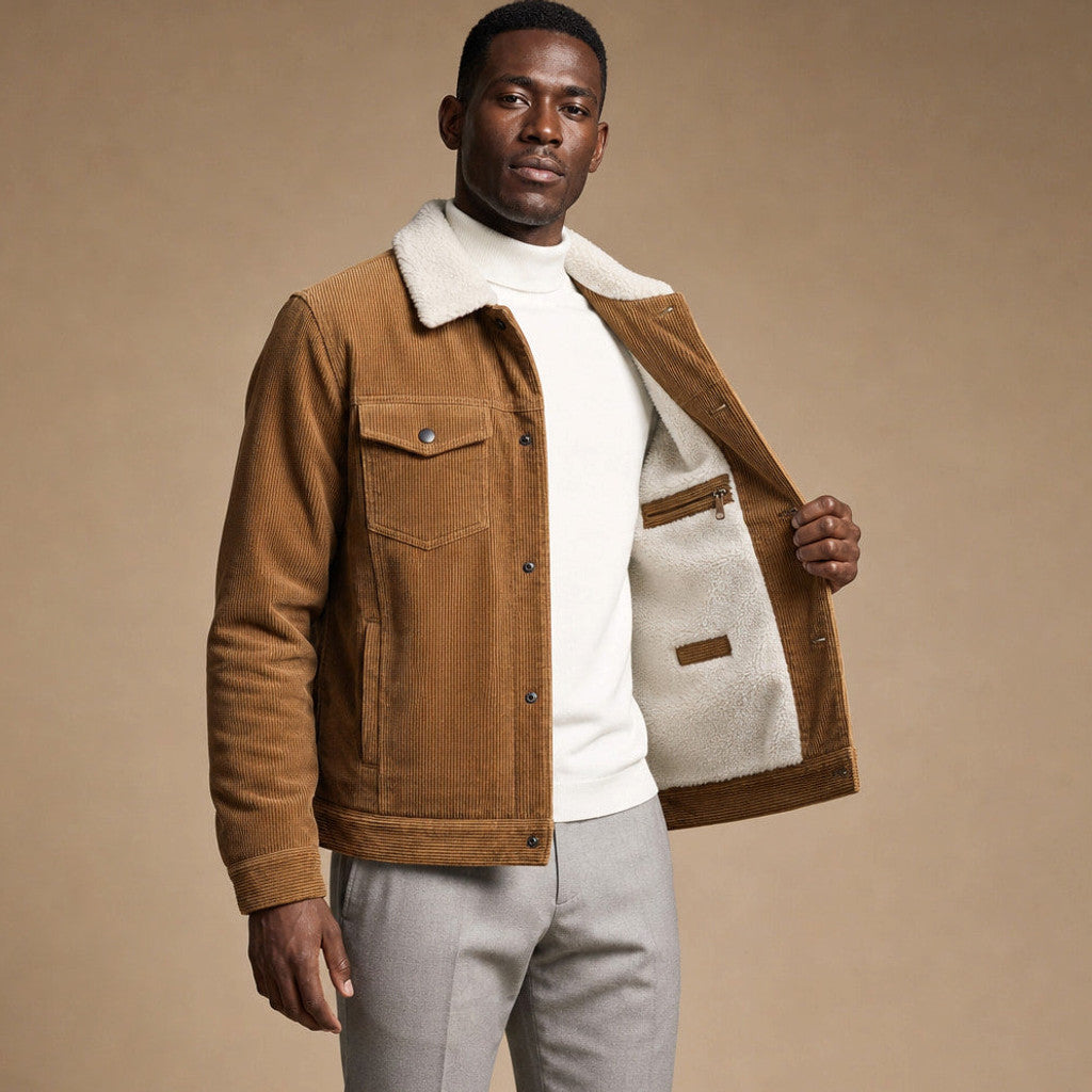 Chordex | Corduroy Jacket Regular Fit Brown – Interior Lining Detail