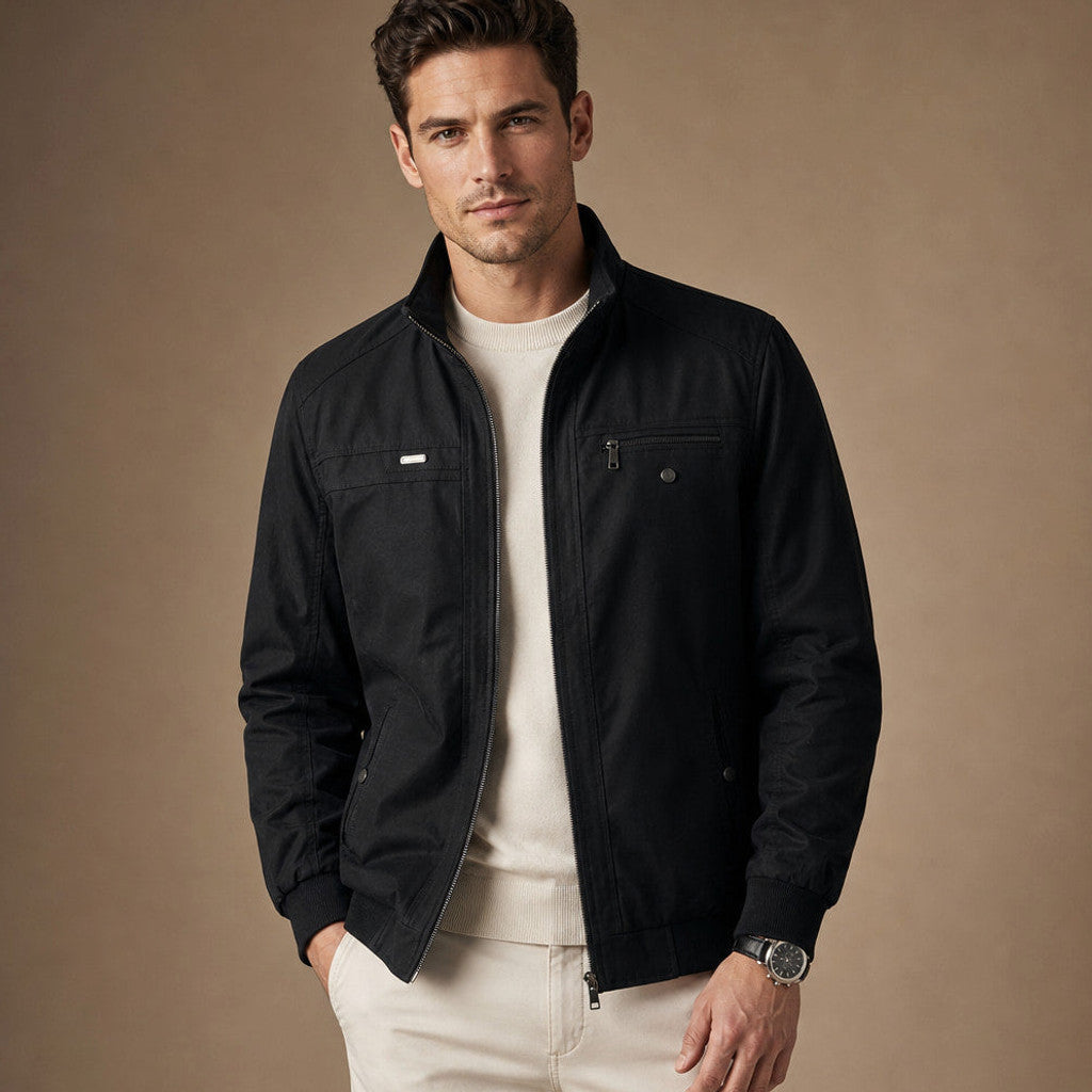 Chorven | Puffer Jacket Quilted Stand Collar Black – Product Photo