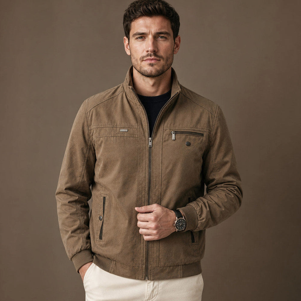 Chorven | Puffer Jacket Quilted Stand Collar in Brown – Premium Editorial