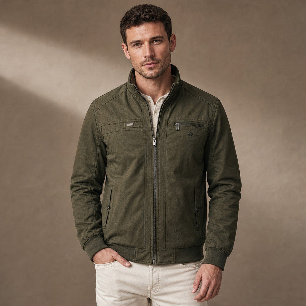 Chorven | Puffer Jacket Quilted Stand Collar Green – Product Photo
