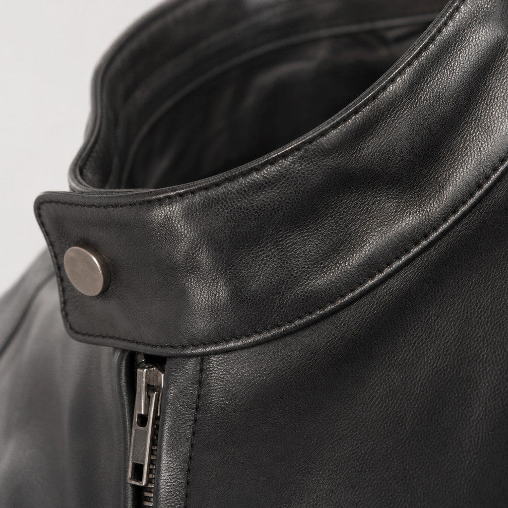 Cildox | Cafe Racer Leather Jacket Sheepskin Black – Product Photo