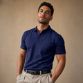 Classic Pique Polo Shirt in Black Blue – Product Photo
