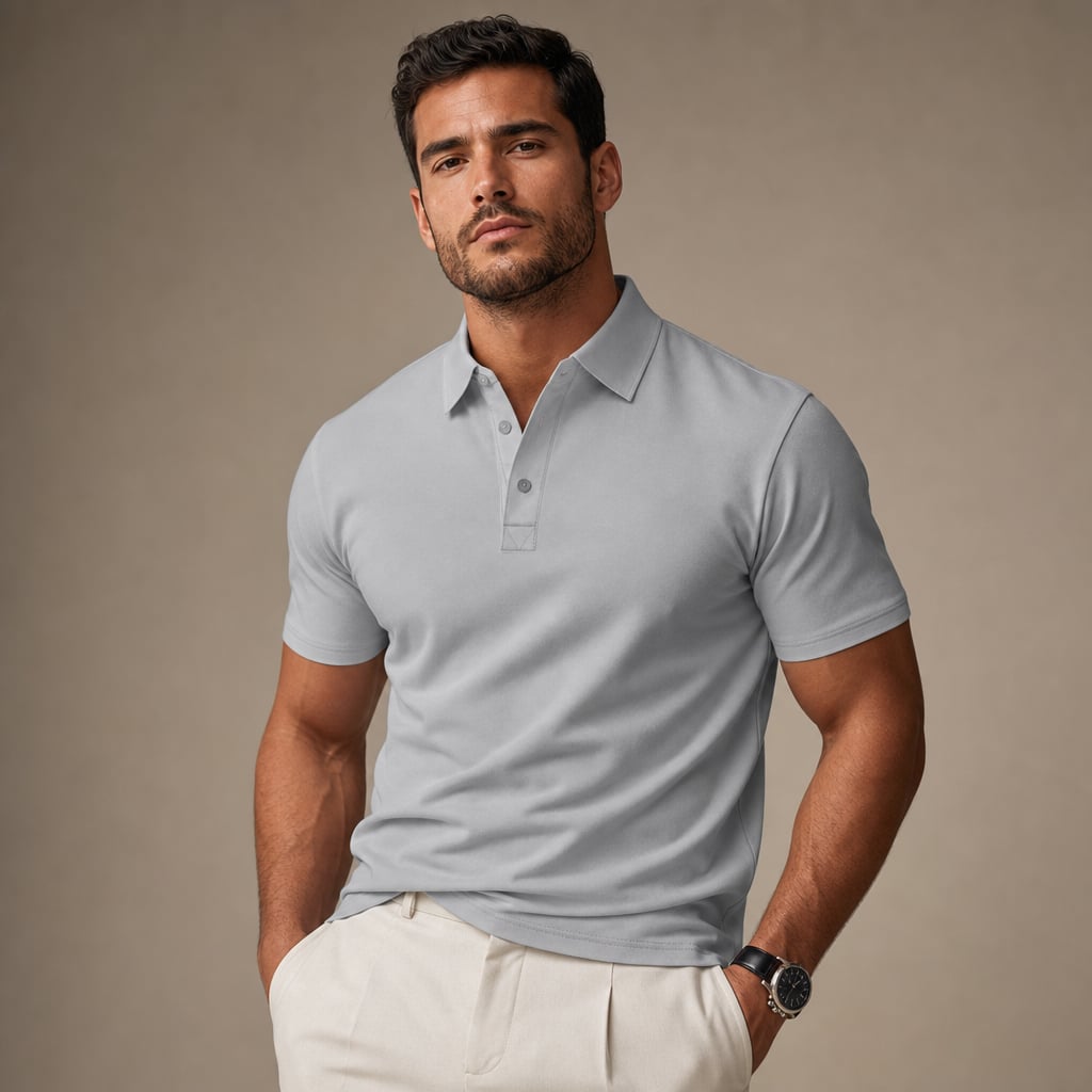 Classic Pique Polo Shirt in Black Gray – Product Photo