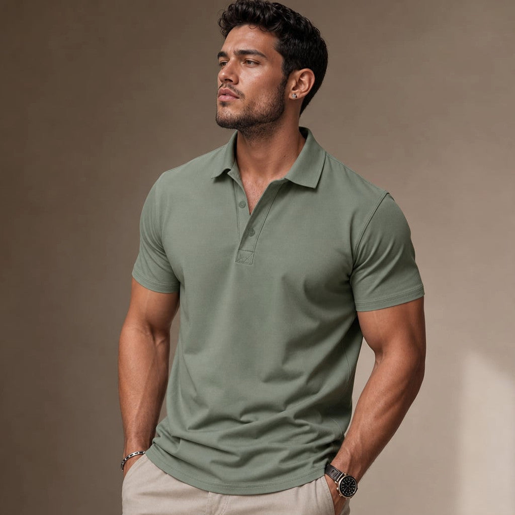 Classic Pique Polo Shirt in Black Green – Product Photo