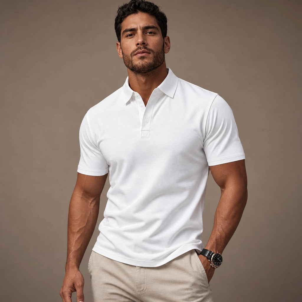 Classic Pique Polo Shirt in Black White – Product Photo