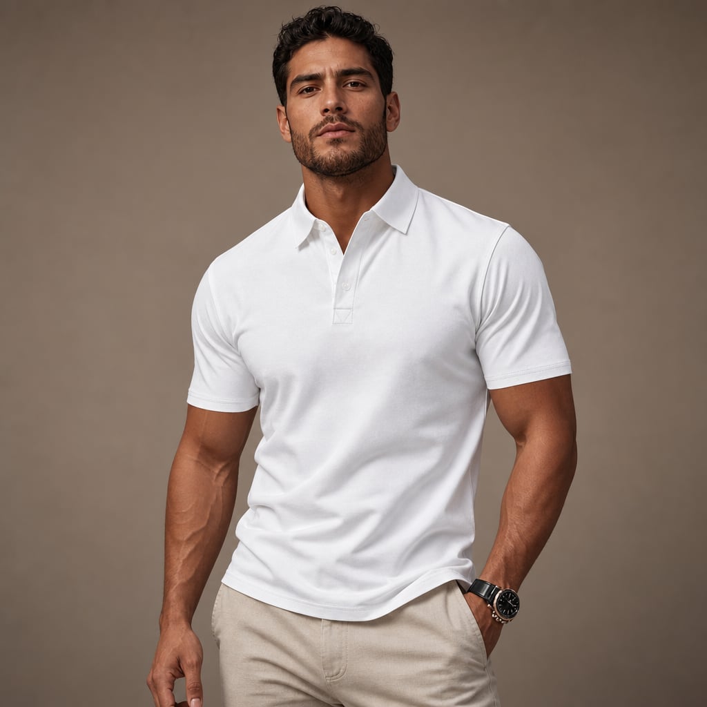Classic Pique Polo Shirt in Black White – Product Photo