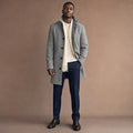 Long Coat Button Front Tailored Fit Light Gray – Product Photo