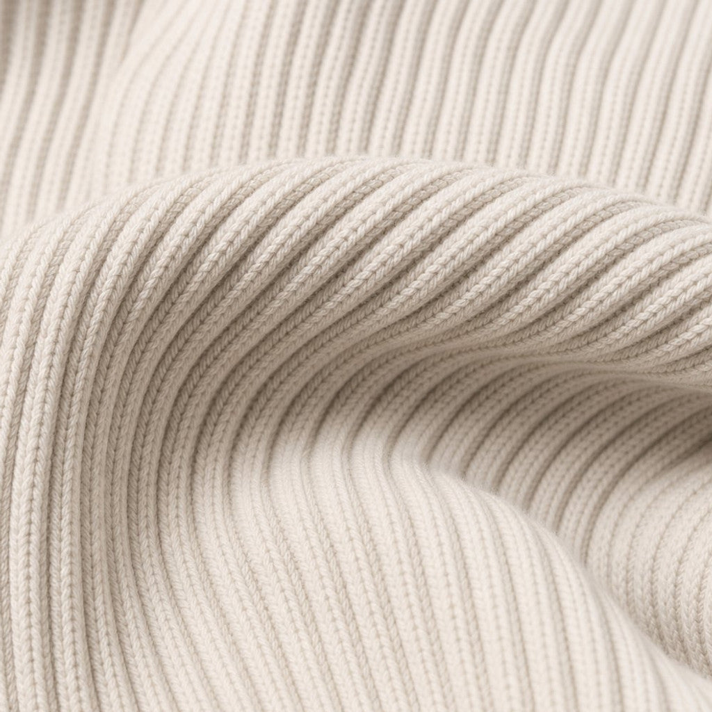 Colvax | Fit Shirt Mock Neck Ribbed Knit Viscose Blend Beige – Fabric and Detail Close-Up