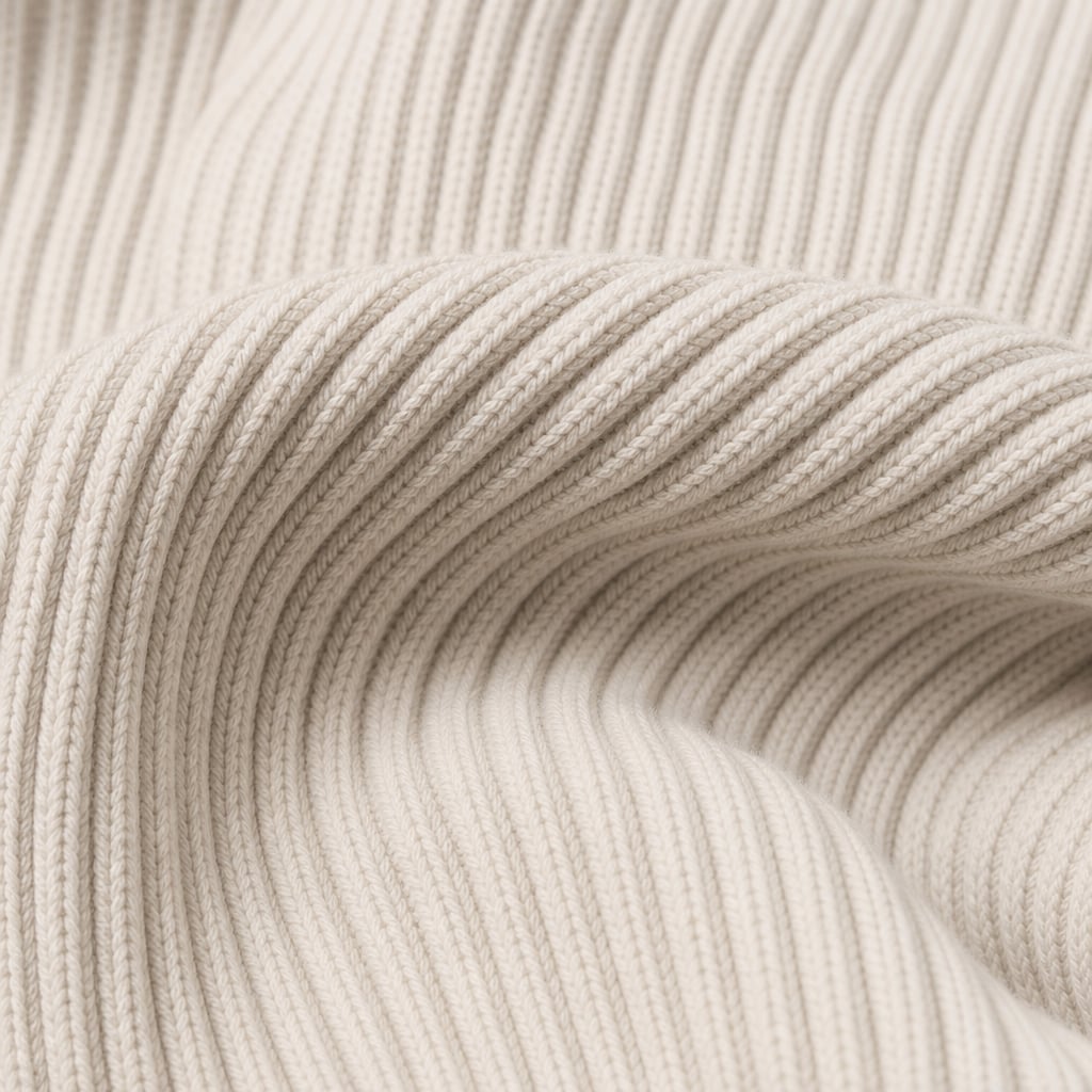 Colvax | Fit Shirt Mock Neck Ribbed Knit Viscose Blend Beige – Fabric and Detail Close-Up