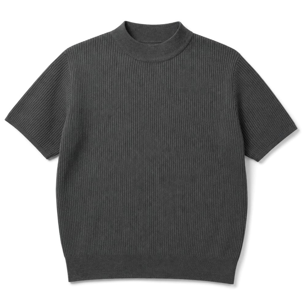 Colvax | Fit Shirt Mock Neck Ribbed Knit Viscose Blend Gray – Product Photo